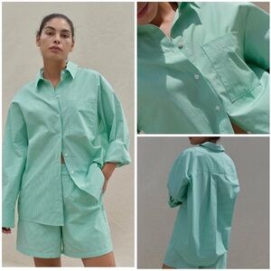 Birgitte Herskind Henriette Shirt Green Stripe Oversized Preppy Danish Designer